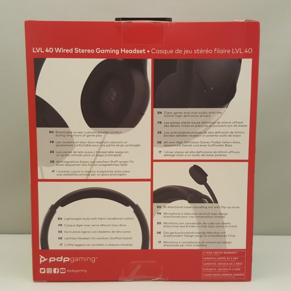LVL40 Wired Stereo Gaming Headset for Nintendo Switch by PDP Gaming - Picture 4 of 7